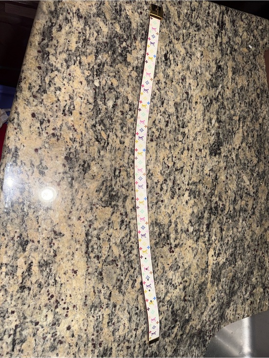 Louis Vuitton White Multicolor Monogram Square Gold Buckle Belt main image 6